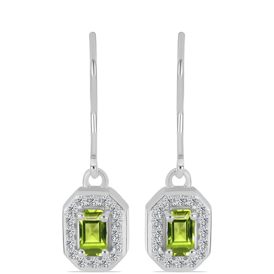 Pendientes de Plata con Peridoto de Changbai y Topacio Blanco
