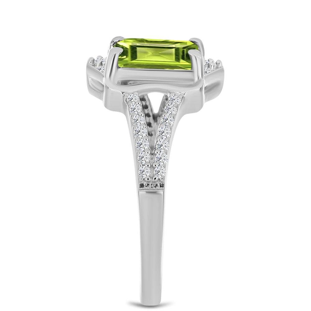 Anillo de Plata con Peridoto de Changbai y Topacio Blanco 4 