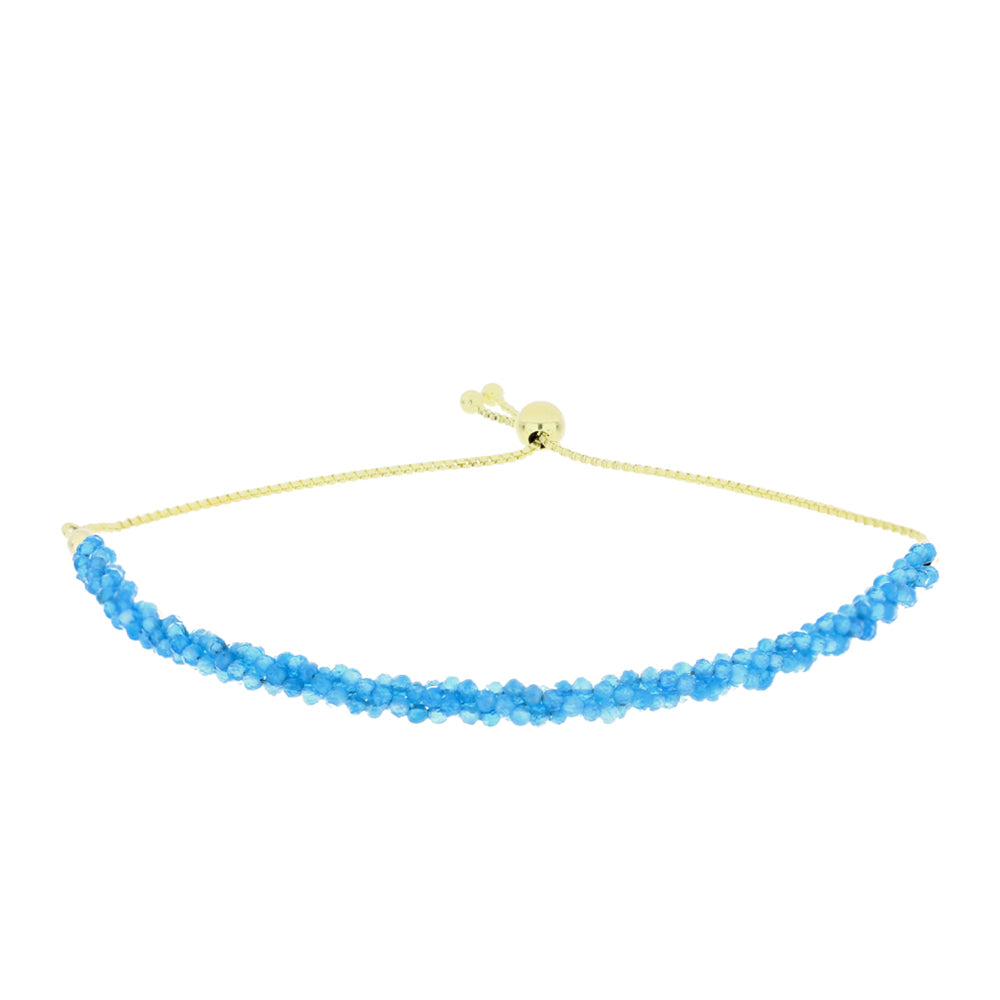 Pulsera de Plata Bañada en Oro con Cuarzo Paraiba 1 