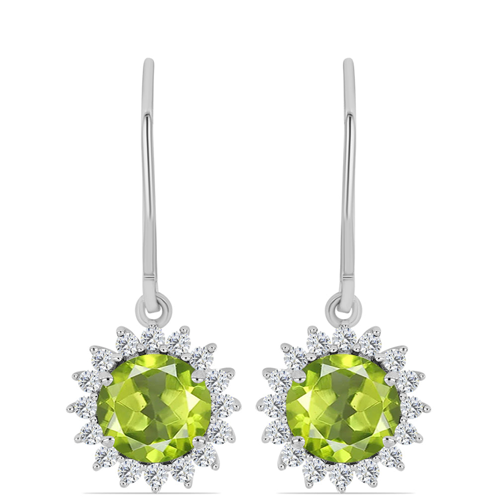 Pendientes de Plata con Peridoto de Changbai y Topacio Blanco 1 