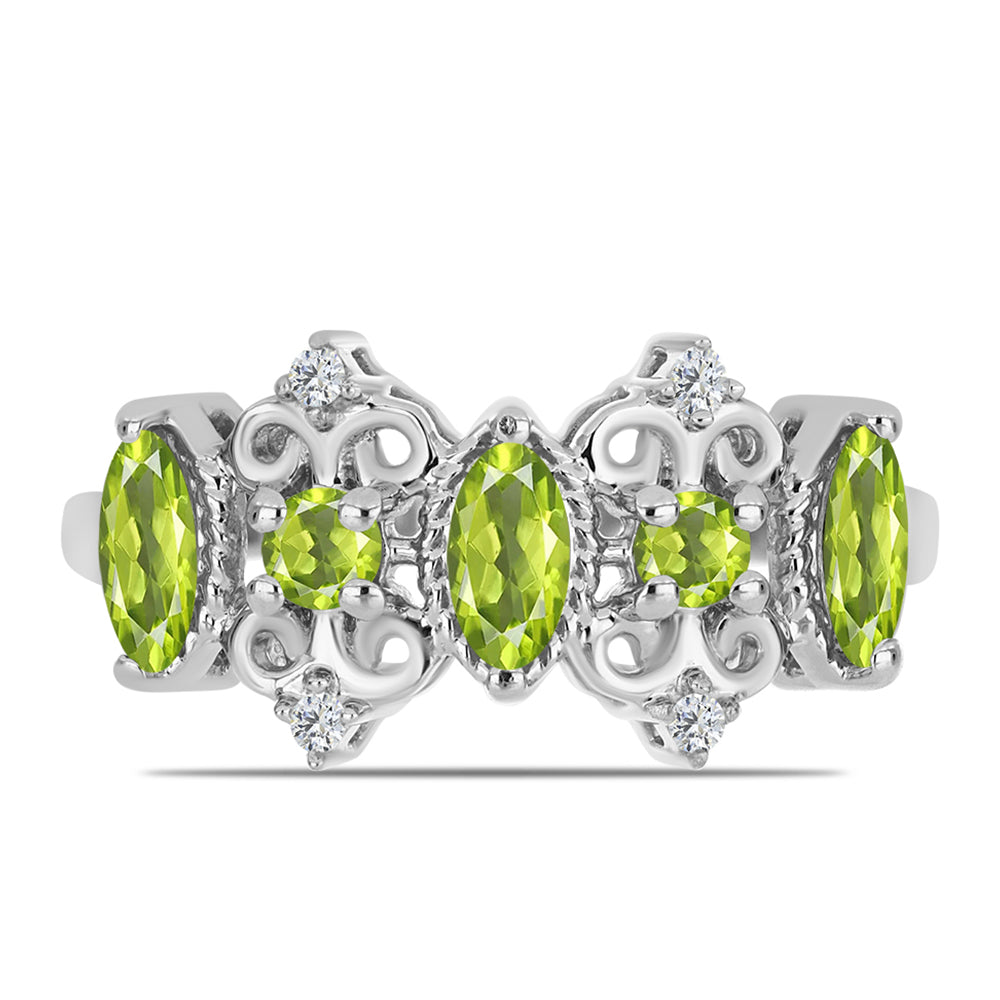 Anillo de Plata con Peridoto de Changbai y Topacio Blanco 1 