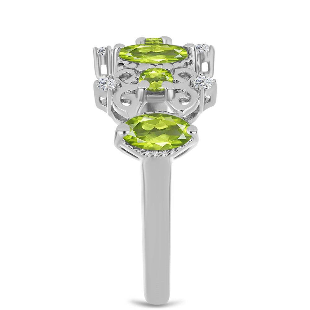 Anillo de Plata con Peridoto de Changbai y Topacio Blanco
