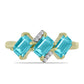 Anillo de Plata Bañada en Oro con Cuarzo Paraiba y Topacio Blanco