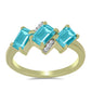 Anillo de Plata Bañada en Oro con Cuarzo Paraiba y Topacio Blanco
