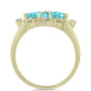 Anillo de Plata Bañada en Oro con Cuarzo Paraiba y Topacio Blanco