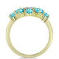 Anillo de Plata Bañada en Oro con Cuarzo Paraiba y Topacio Blanco