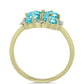 Anillo de Plata Bañada en Oro con Cuarzo Paraiba y Topacio Blanco