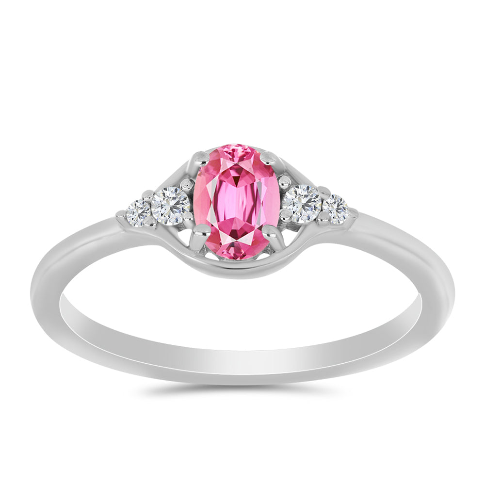 Anillo de Plata con Turmalina Rosa de Pelmadulla y Topacio Blanco 3 