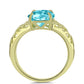 Anillo de Plata Bañada en Oro con Cuarzo Paraiba