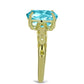 Anillo de Plata Bañada en Oro con Cuarzo Paraiba