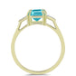 Anillo de Plata Bañada en Oro con Cuarzo Paraiba y Topacio Blanco