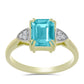 Anillo de Plata Bañada en Oro con Cuarzo Paraiba y Topacio Blanco