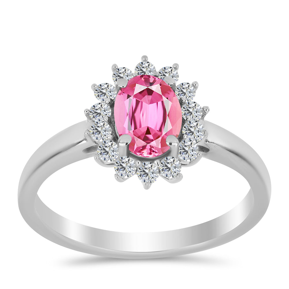 Anillo de Plata con Turmalina Rosa de Pelmadulla y Topacio Blanco 3 