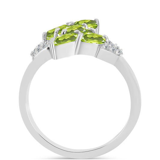 Anillo de Plata con Peridoto de Changbai y Topacio Blanco