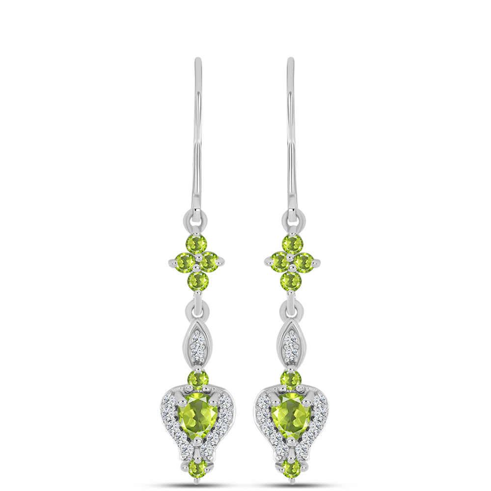 Pendientes de Plata con Peridoto de Changbai y Topacio Blanco
