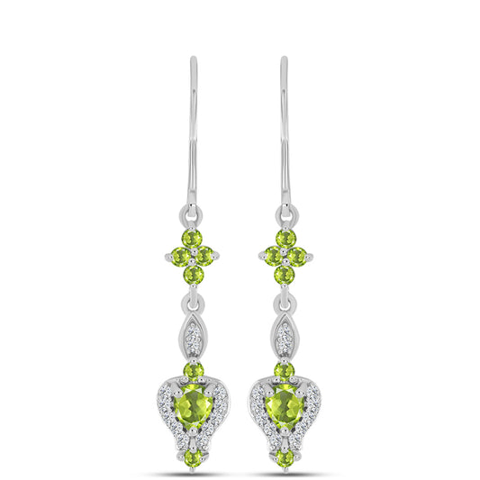 Pendientes de Plata con Peridoto de Changbai y Topacio Blanco