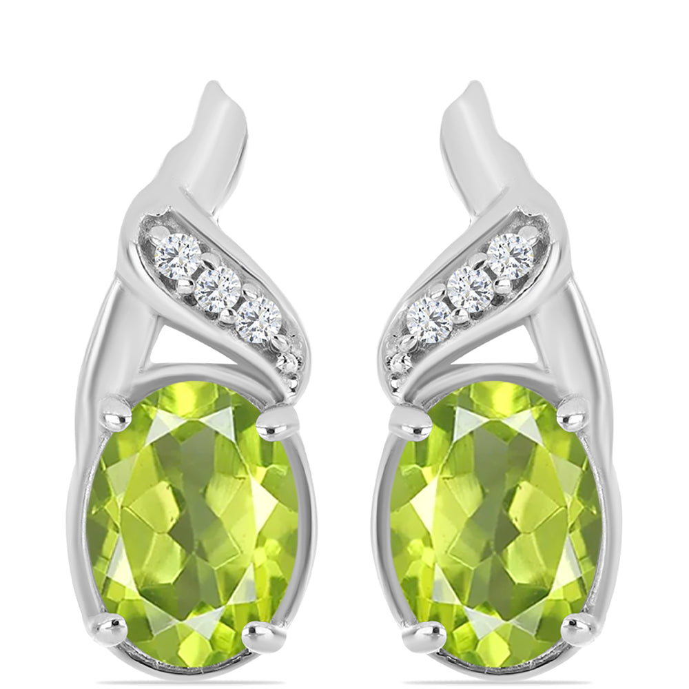 Pendientes de Plata con Peridoto de Changbai y Topacio Blanco