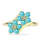 Anillo de Plata Bañada en Oro con Cuarzo Paraiba y Topacio Blanco