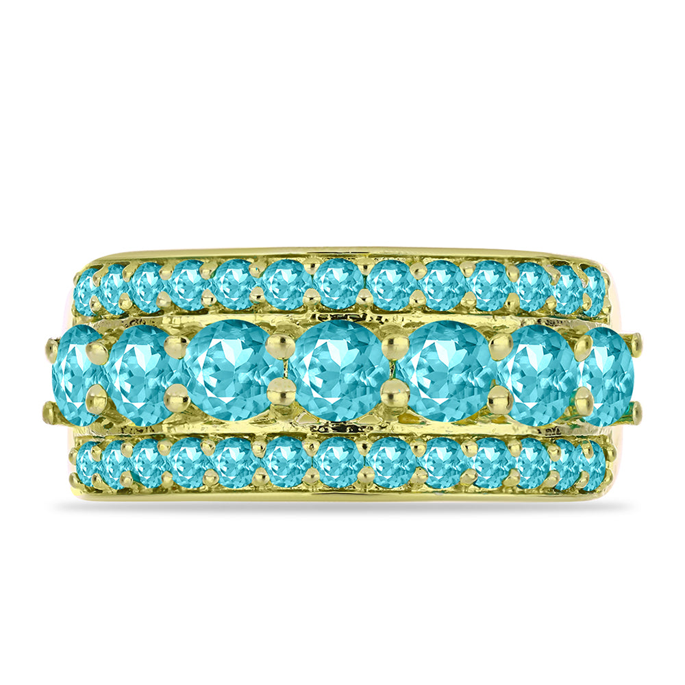 Anillo de Plata Bañada en Oro con Cuarzo Paraiba