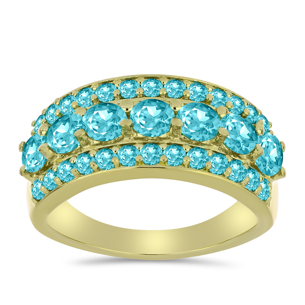 Anillo de Plata Bañada en Oro con Cuarzo Paraiba
