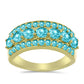 Anillo de Plata Bañada en Oro con Cuarzo Paraiba