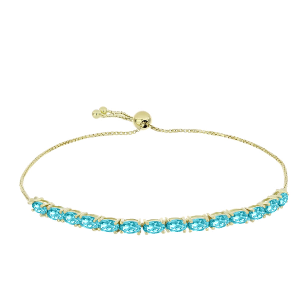 Pulsera de Plata Bañada en Oro con Cuarzo Paraiba 2 