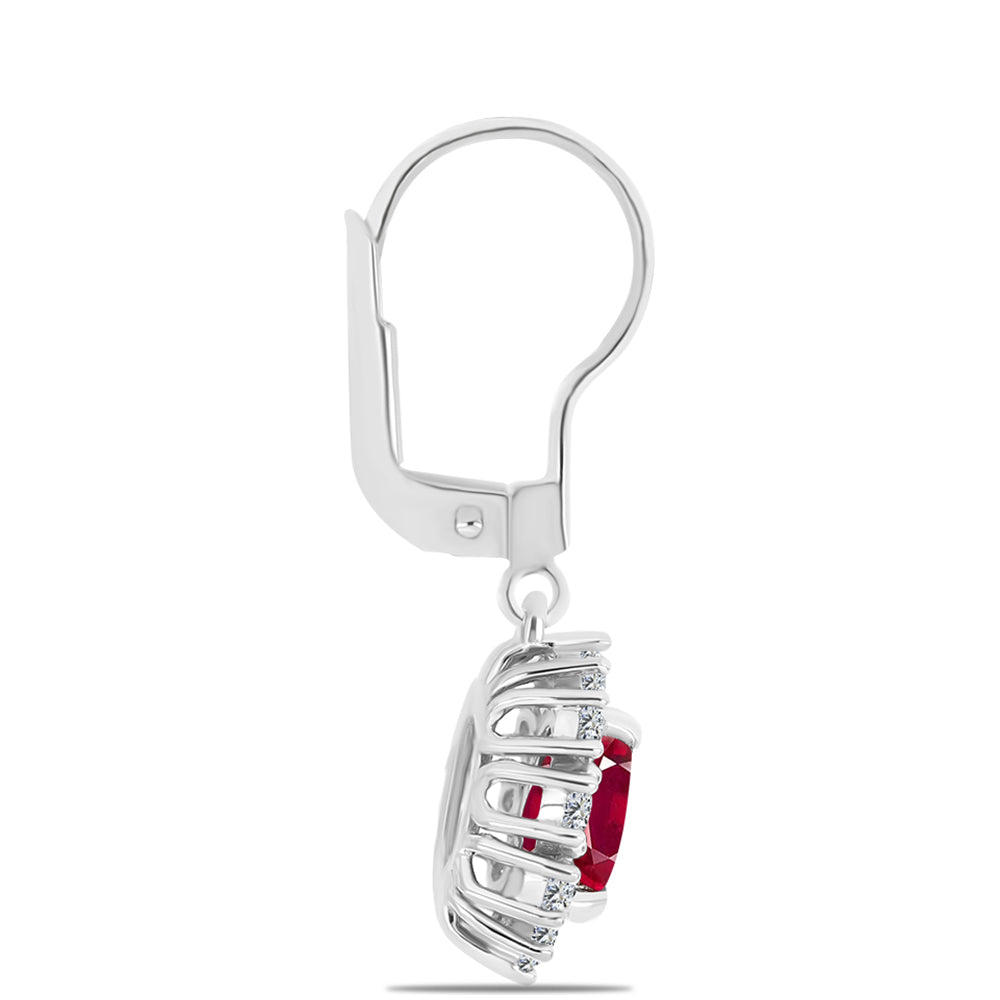 Pendientes de Plata con Rubí de Madagascar y Topacio Blanco 2 