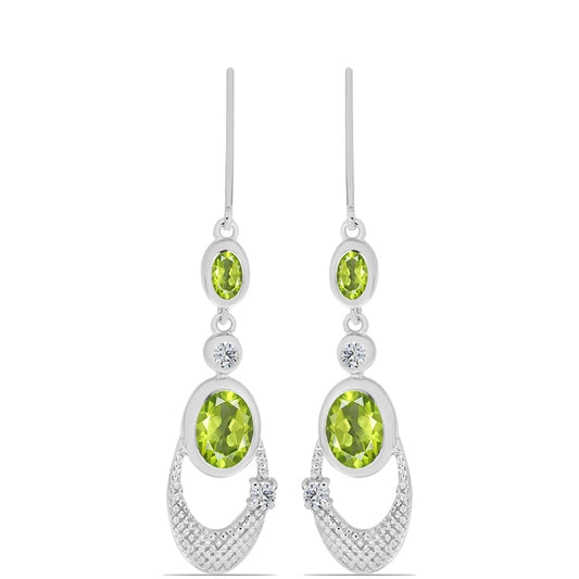 Pendientes de Plata con Peridoto de Changbai y Topácio Blanco