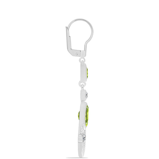 Pendientes de Plata con Peridoto de Changbai y Topácio Blanco