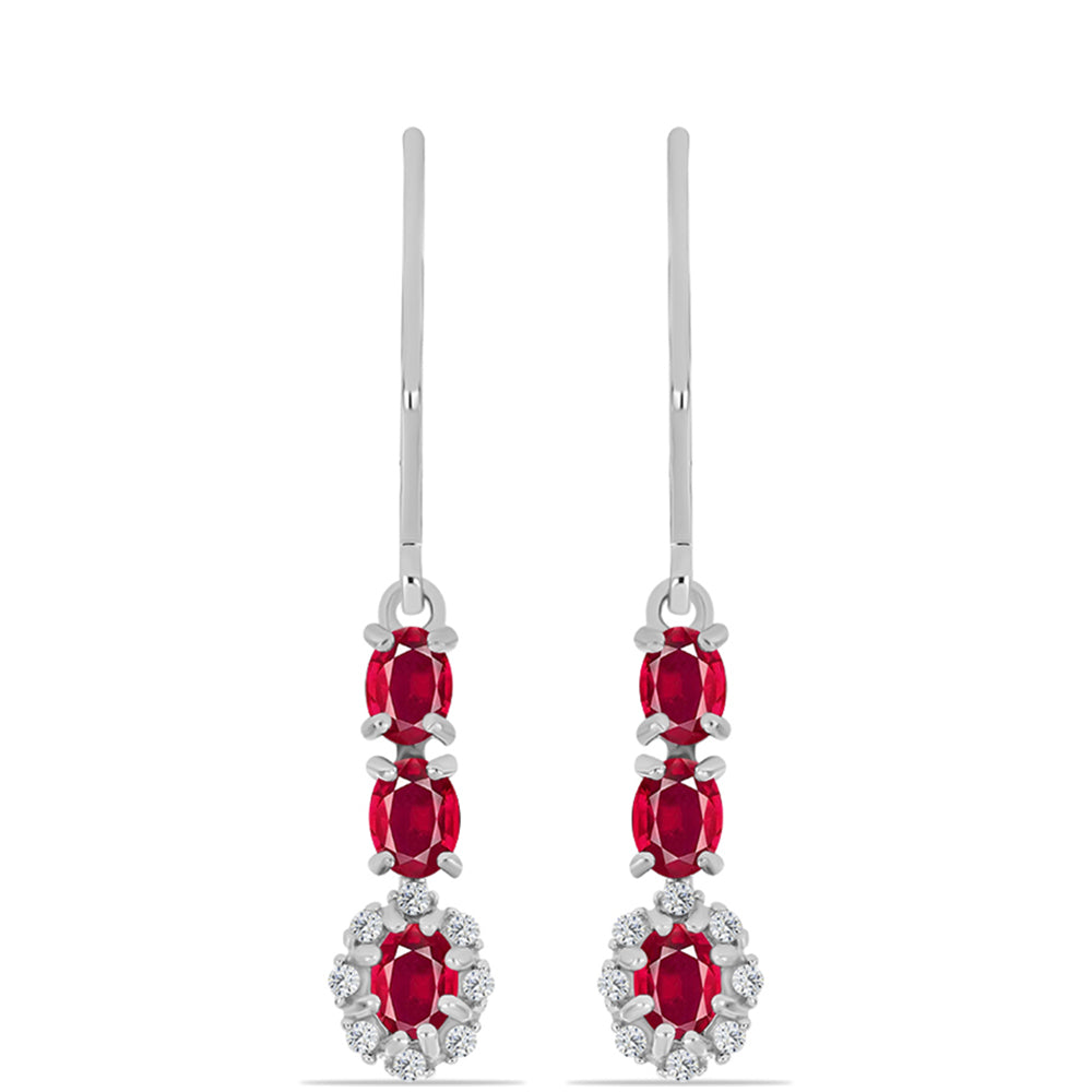 Pendientes de Plata con Rubí de Madagascar y Topacio Blanco 1 