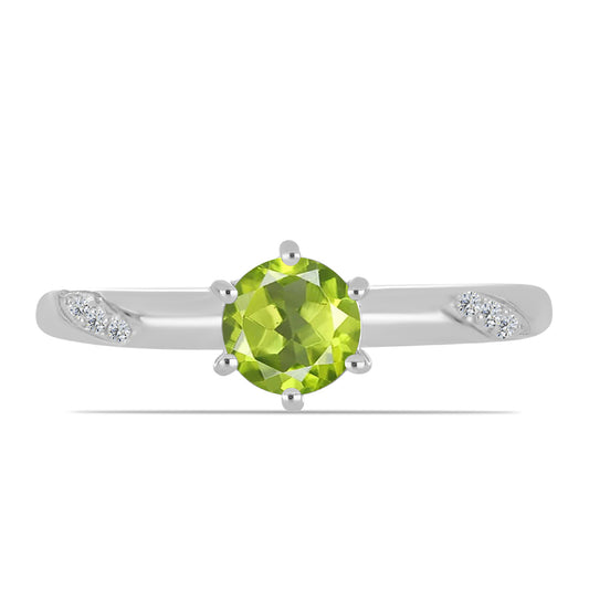 Anillo de Plata con Peridoto de Changbai y Topacio Blanco