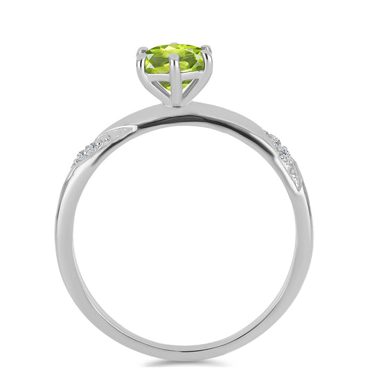 Anillo de Plata con Peridoto de Changbai y Topacio Blanco