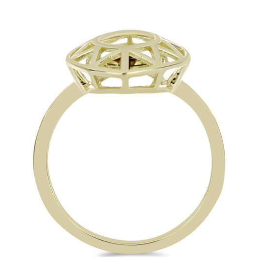 Anillo de Plata Bañada en Oro con Diamante azul danzante