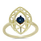 Anillo de Plata Bañada en Oro con Diamante azul danzante