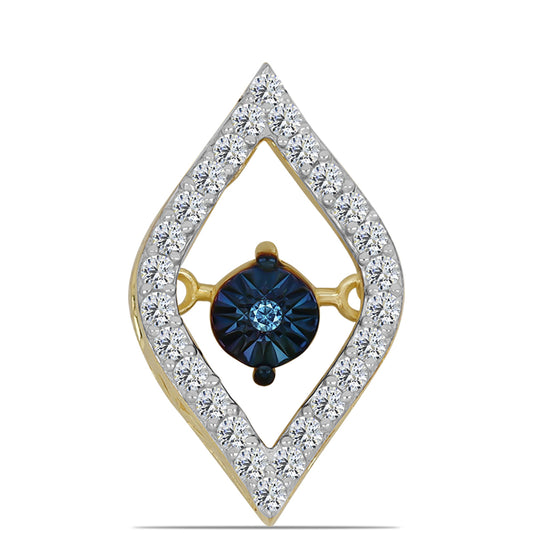 Colgante de Plata Bañada en Oro con Diamante azul danzante y Topacio Blanco