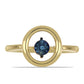 Anillo de Plata Bañada en Oro con Diamante azul danzante