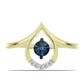 Anillo de Plata Bañada en Oro con Diamante azul danzante y Topacio Blanco