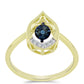 Anillo de Plata Bañada en Oro con Diamante azul danzante y Topacio Blanco