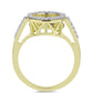 Anillo de Plata Bañada en Oro con Diamante azul danzante y Topacio Blanco