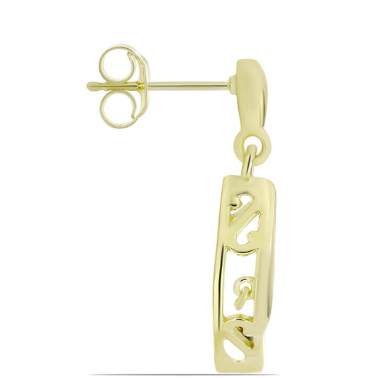 Pendientes de Plata Bañada en Oro con Diamante azul danzante