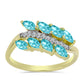 Anillo de Plata Bañada en Oro con Cuarzo Paraiba y Topacio Blanco