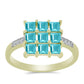 Anillo de Plata Bañada en Oro con Cuarzo Paraiba y Topacio Blanco