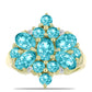 Anillo de Plata Bañada en Oro con Cuarzo Paraiba y Topacio Blanco