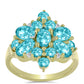 Anillo de Plata Bañada en Oro con Cuarzo Paraiba y Topacio Blanco