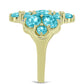 Anillo de Plata Bañada en Oro con Cuarzo Paraiba y Topacio Blanco