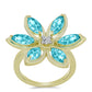 Anillo de Plata Bañada en Oro con Cuarzo Paraiba y Topacio Blanco