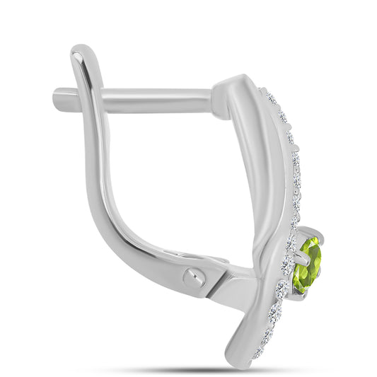 Pendientes de Plata con Peridoto de Changbai y Topacio Blanco