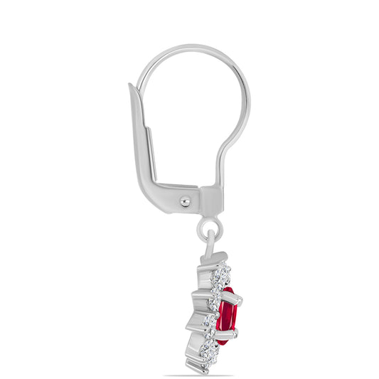 Pendientes de Plata con Rubí de Madagascar y Topacio Blanco
