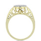 Anillo de Plata Bañada en Oro con Diamante azul danzante y Topacio Blanco