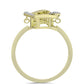 Anillo de Plata Bañada en Oro con Diamante azul danzante y Topacio Blanco